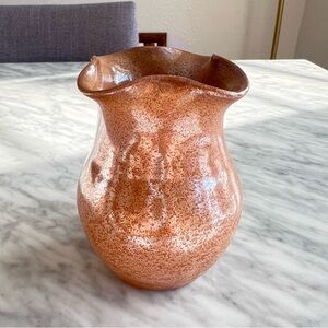 Rustic Speckled Metallic Pottery Vase 4”